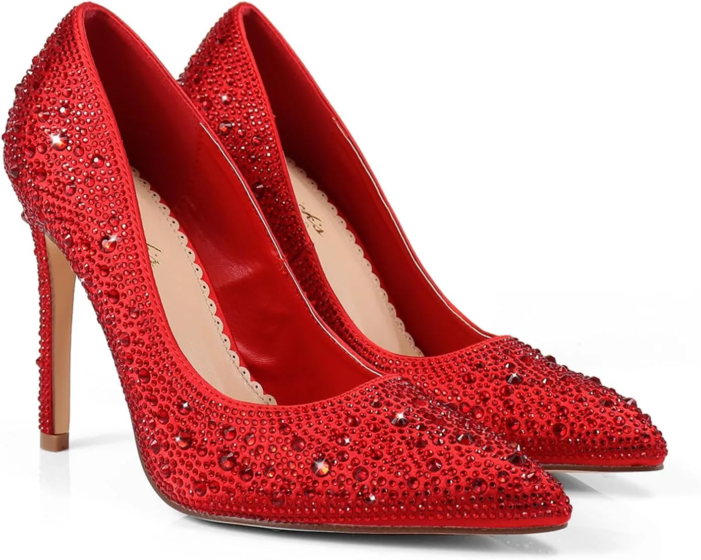 FREDERICK'S OF HOLLYWOOD- Pointy Toe Full Rhinstone Pump W Pencil Heel, FOH-Samantha