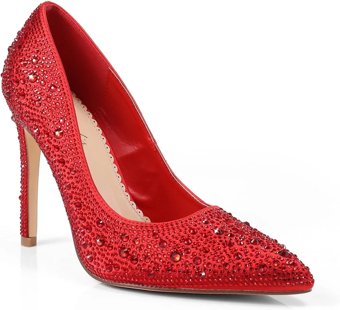 FREDERICK'S OF HOLLYWOOD- Pointy Toe Full Rhinstone Pump W Pencil Heel, FOH-Samantha