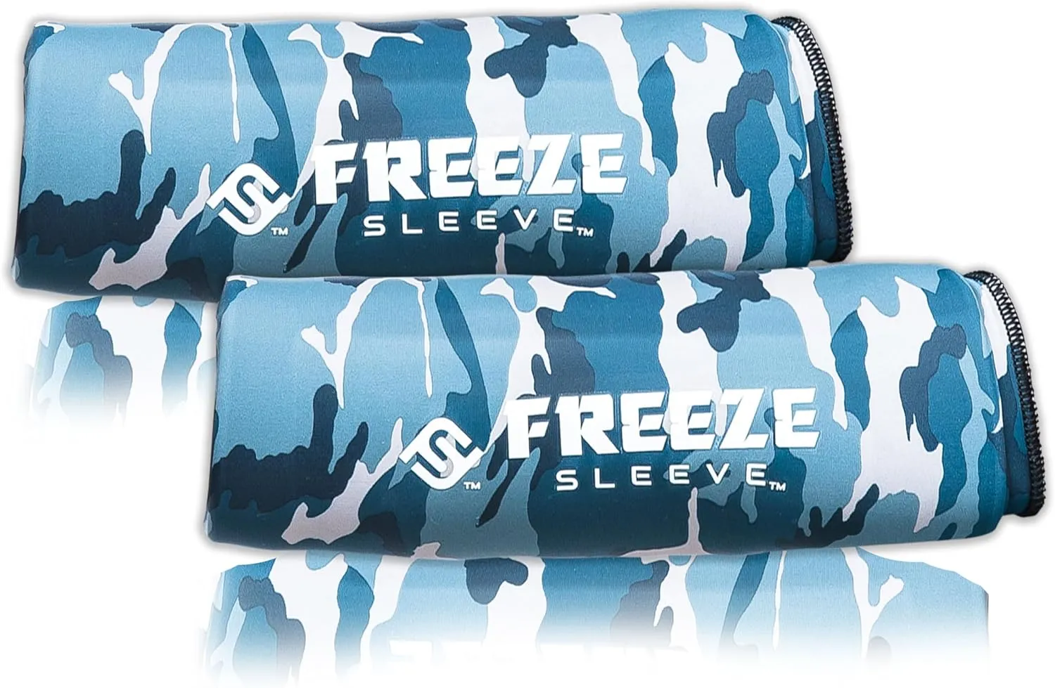 FreezeSleeve Ice and Heat Therapy Sleeve | Reusable Ice Pack Flexible Gel Compression Sleeve for Pain Relief and Recovery of Elbow Knee Ankle Leg Wrist Injuries | Blue Camo X Large 2 Pieces