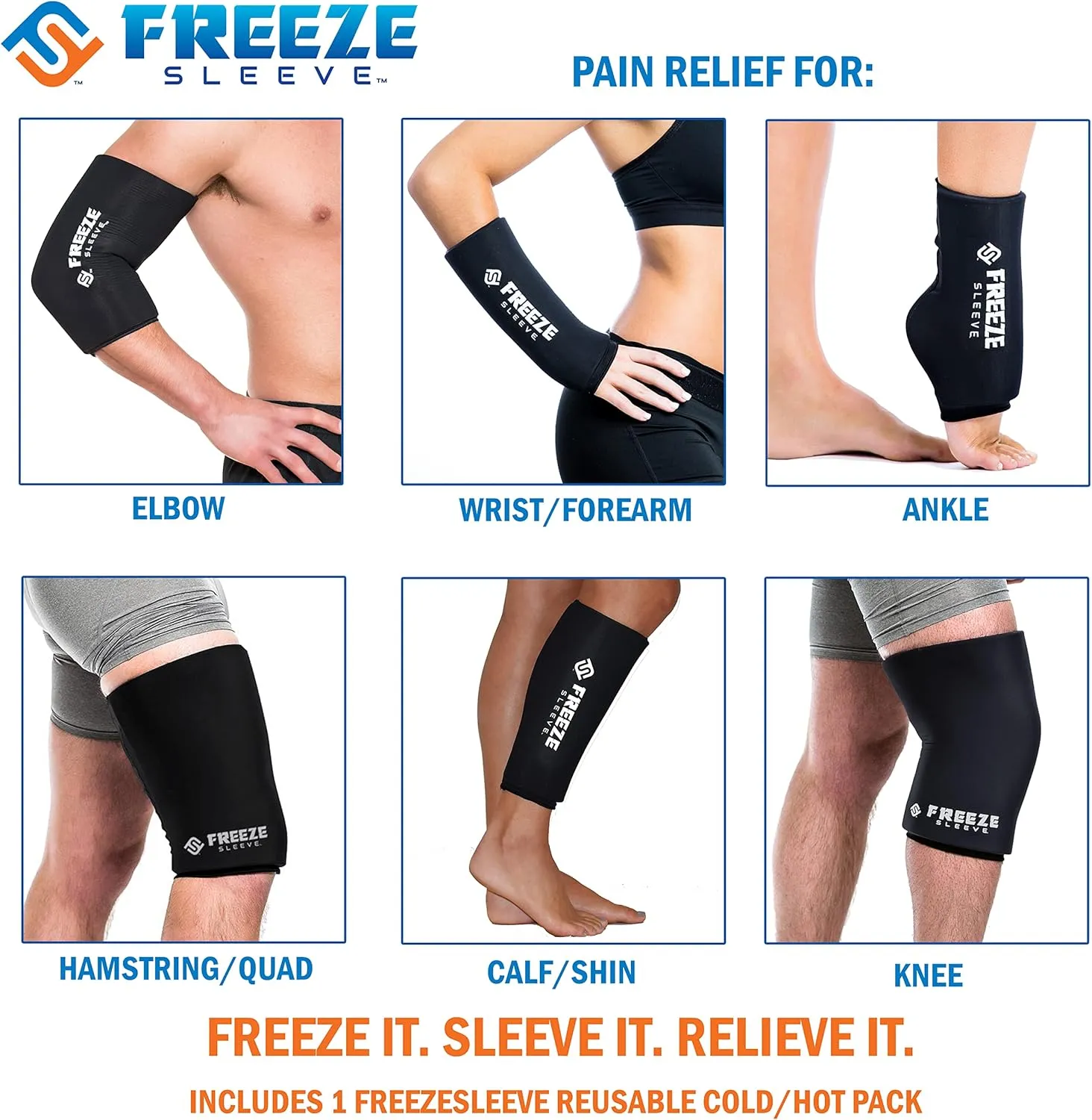 FreezeSleeve Ice and Heat Therapy Sleeve | Reusable Ice Pack Flexible Gel Compression Sleeve for Pain Relief and Recovery of Elbow Knee Ankle Leg Wrist Injuries | Turquoise Small Medium