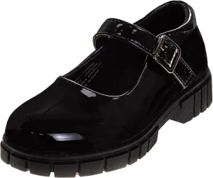 French Toast Girls Round Toe Ankle Strap Maryjane School Shoes - Mary Jane Chunky Platform Oxford Dress Shoe Pumps - Black/Navy/Brown (Size 12-5 Little Kid/Big Kid)
