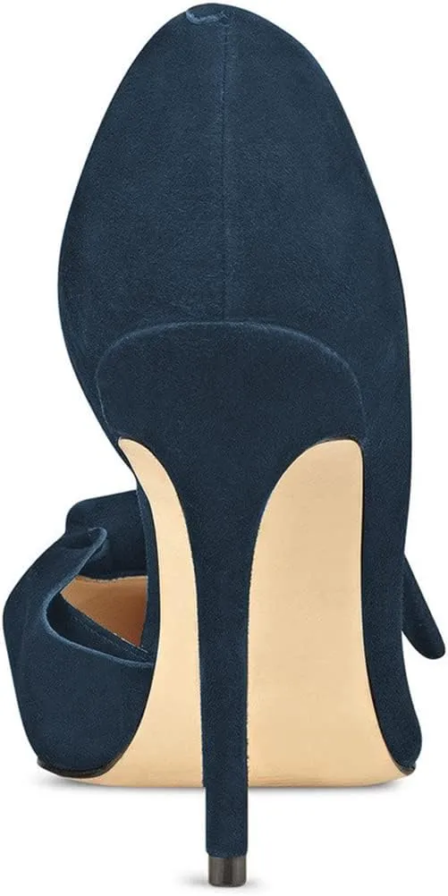 FSJ Women Chic Suede D'Orsay Pointy Toe Dress Shoes with Bowknot High Heel Ladies Pumps Size 4-15 US