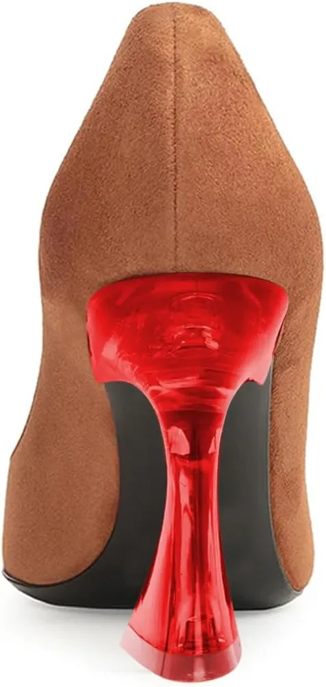 FSJ Women Classic Closed Pointed Toe Dress Pumps Chic Transparent Chunky Block High Heel Slip-On Office Ladies Casual Party Shoes Size 4-16 US