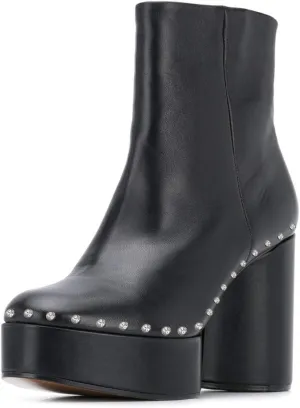 FSJ Women Stylish Studded Rhinestones Ankle Booties Platform Wedge High Heels Closed Toe Short Boots With Side Zipper Ladies Dress Party Shoes Size 4-15 US