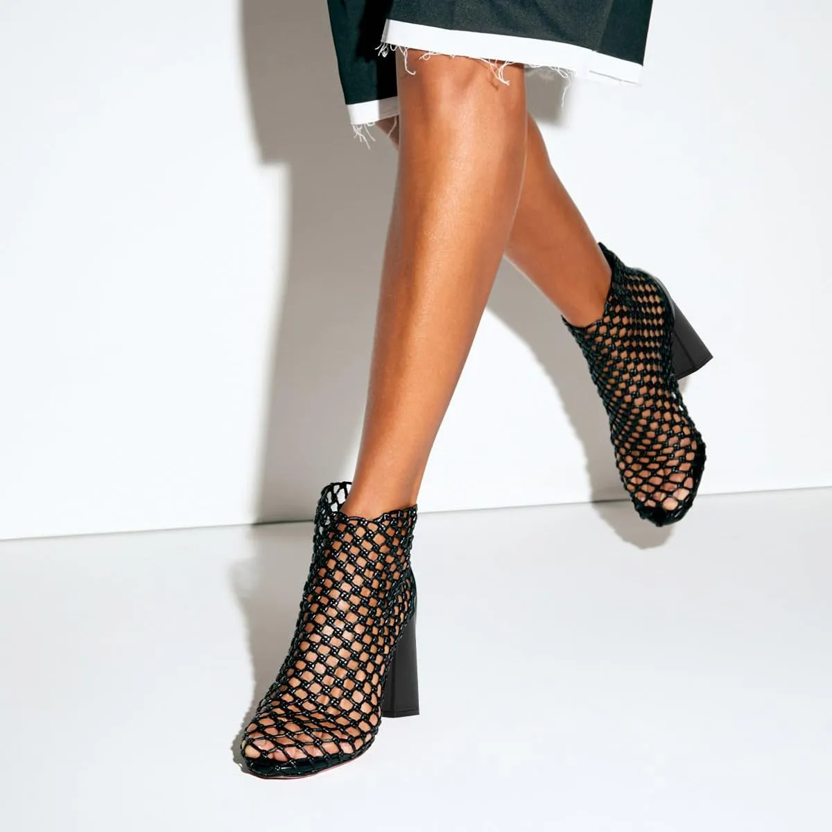 FSJ Women Woven Ankle Boots Chunky Block Heels Back Zip Comfortable Heeled Sandals Chic Booties Casual Party Wear Shoes Size 4-16 US