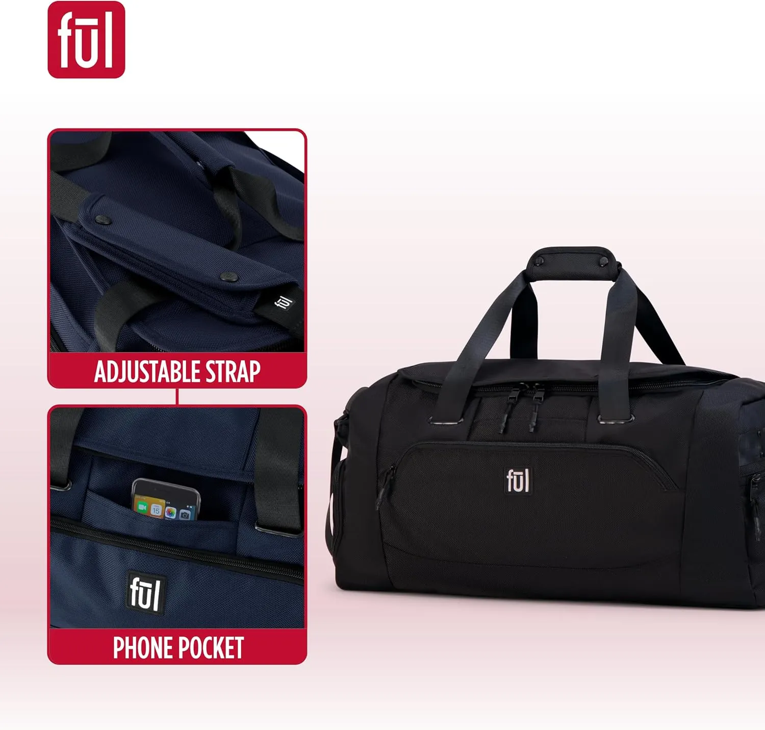 FUL Tactics 22 Inch Duffel Bag, Siege Small Travel Carry on Luggage with Handles and Shoulder Strap