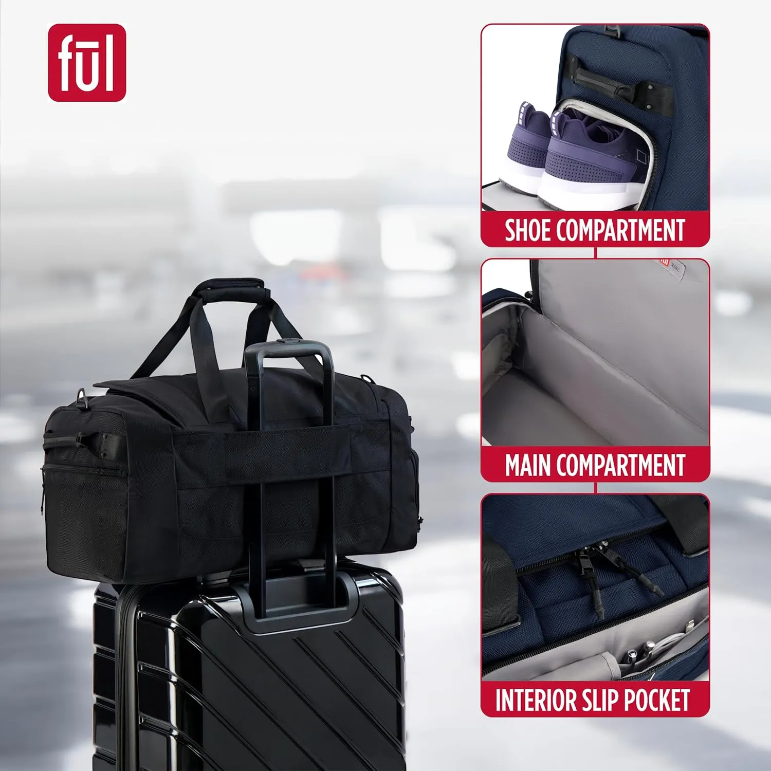 FUL Tactics 22 Inch Duffel Bag, Siege Small Travel Carry on Luggage with Handles and Shoulder Strap