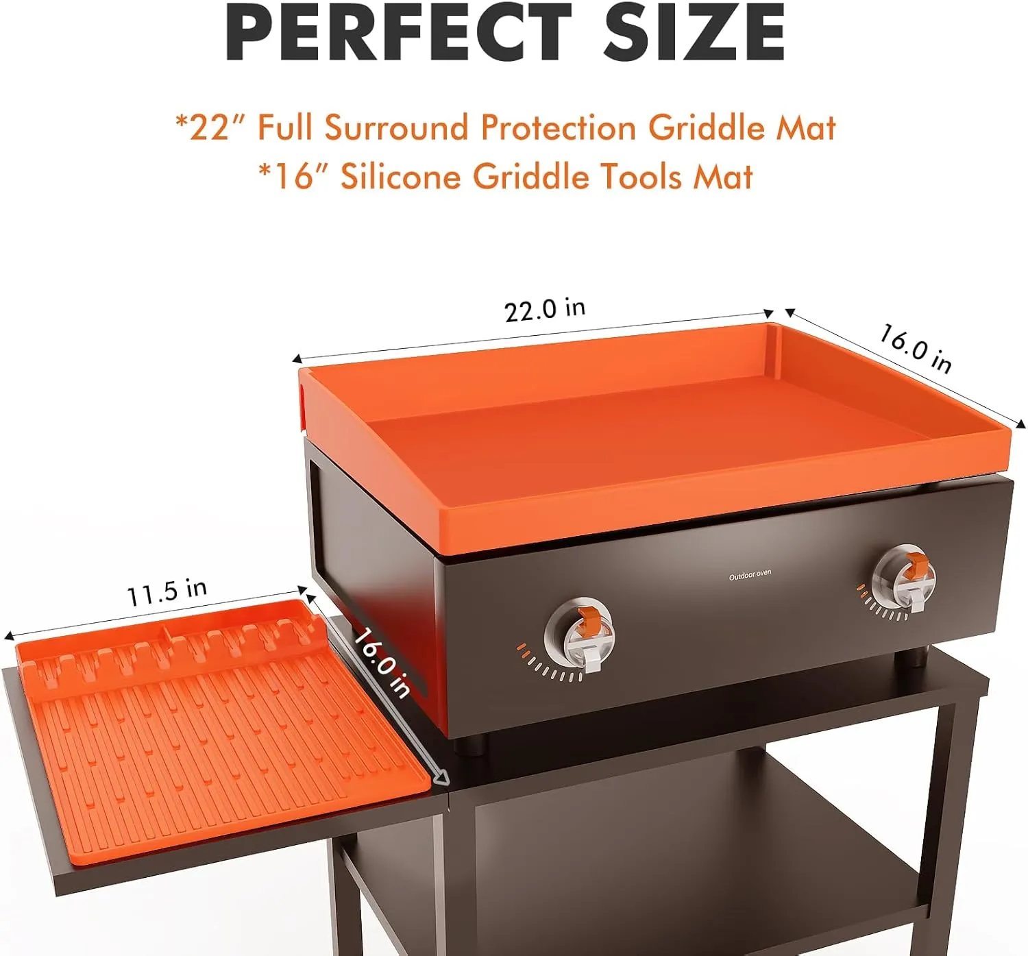 Full-Edge 22" Blackstone Silicone Griddle Cover, Includes 16" Silicone Spatula Mat, Premium Food-Grade Blackstone Griddle Accessories, Reusable Top Protector, Ideal for All-Season Outdoor Use