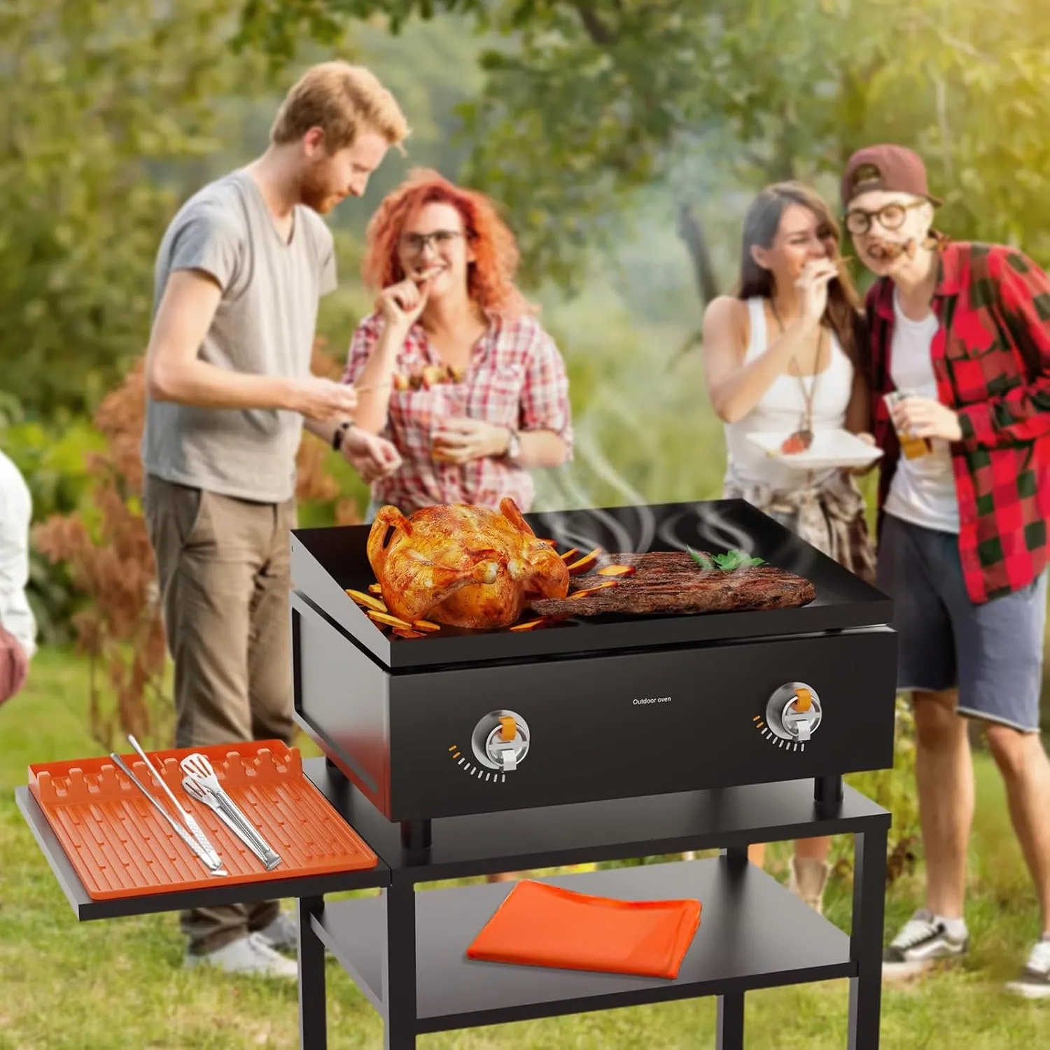 Full-Edge 22" Blackstone Silicone Griddle Cover, Includes 16" Silicone Spatula Mat, Premium Food-Grade Blackstone Griddle Accessories, Reusable Top Protector, Ideal for All-Season Outdoor Use