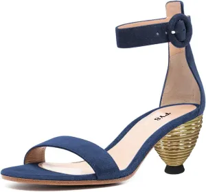 FYS Women Almond Toe Ankle Strap Heeled Sandals Chic Gold Mental Spring High Heel Dress Summer Party Prom Shoes Size 4-15 US