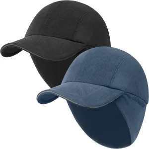 GADIEMKENSD Winter Running Baseball Cap Women Fleece Ponytail Hat with Ear Flaps Reflective Design 1Pack and 2Pack