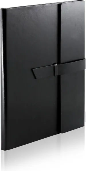 Gallaway Leather Padfolio Portfolio Folder – Slim Portfolio Folio Organizer Holder for Letter Legal A4 Note Pads Notebooks for Men Women Refillable Business Leather Portfolio Binder, Black