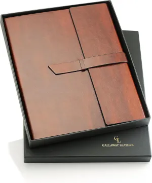 GALLAWAY LEATHER Padfolio Portfolio Folder – Slim Portfolio Folio Organizer Holder for Letter Legal A4 Note Pads Notebooks for Men Women Refillable Business Leather Portfolio Binder, Dark Chocolate