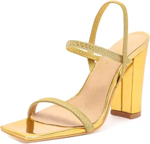 geluboao Heels Sandals for Women Open Square Toe Strappy Lace Up Heels Ankle Strap High Chunky Block Heeled Sandals