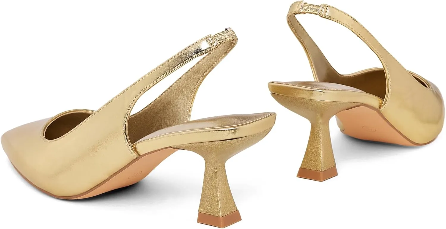 GENSHUO Slingback Kitten Heels for Women Pumps Closed Pointed Toe 2.3 Inch Low Heel Dress Shoes Comfortable Sexy Slip On Wedding Work Party Pumps