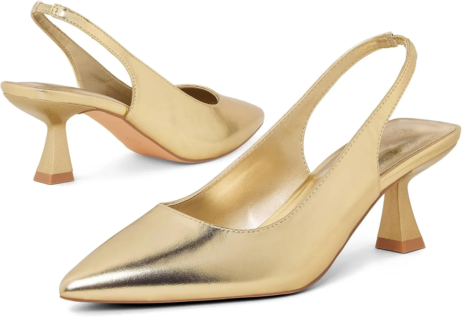 GENSHUO Slingback Kitten Heels for Women Pumps Closed Pointed Toe 2.3 Inch Low Heel Dress Shoes Comfortable Sexy Slip On Wedding Work Party Pumps