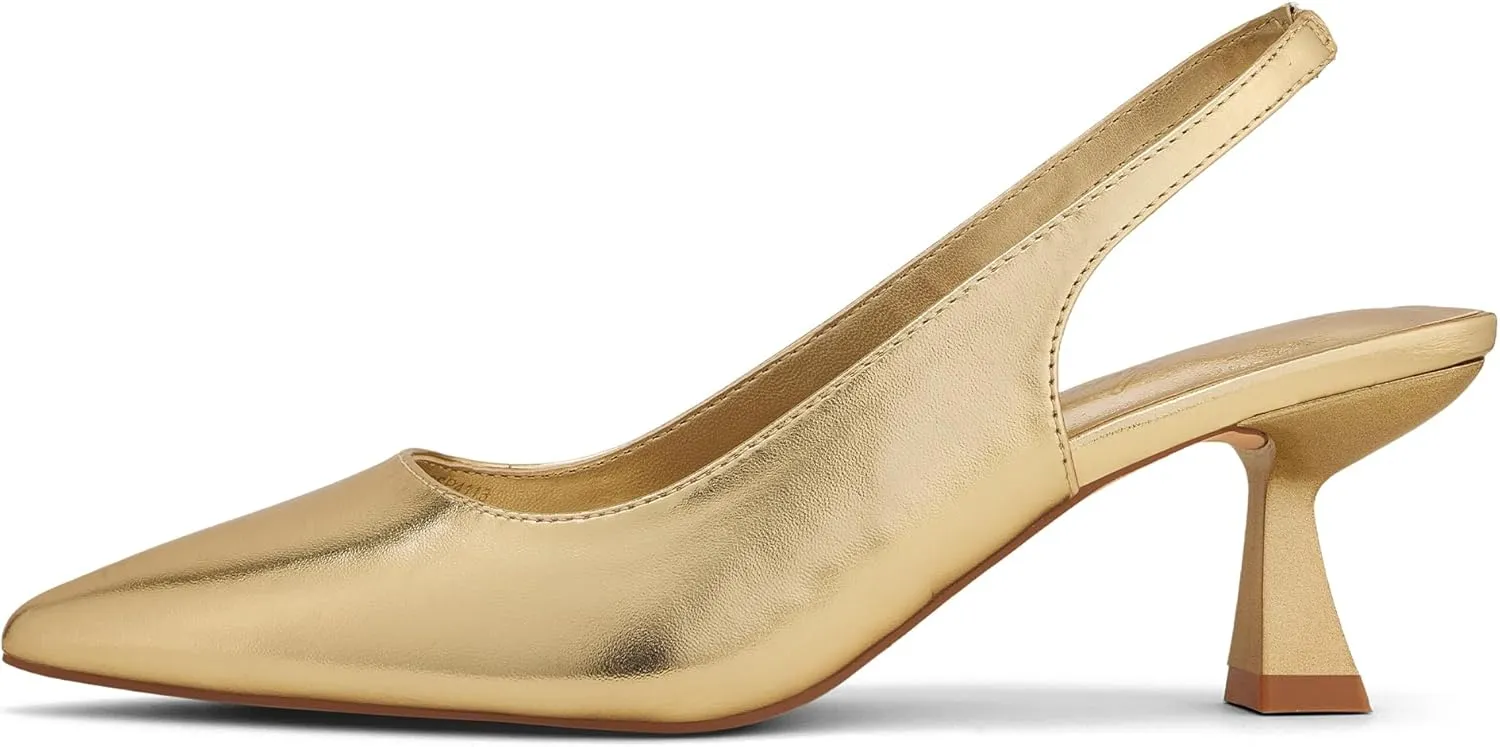 GENSHUO Slingback Kitten Heels for Women Pumps Closed Pointed Toe 2.3 Inch Low Heel Dress Shoes Comfortable Sexy Slip On Wedding Work Party Pumps