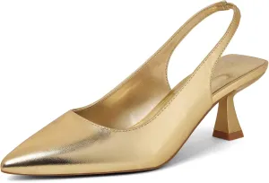 GENSHUO Slingback Kitten Heels for Women Pumps Closed Pointed Toe 2.3 Inch Low Heel Dress Shoes Comfortable Sexy Slip On Wedding Work Party Pumps