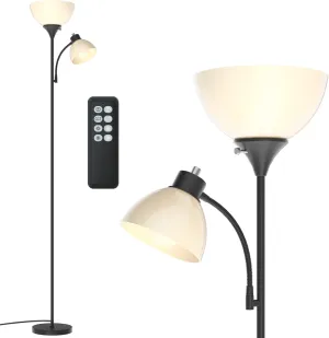GERGO Floor Lamp, Remote Control with 4 Color Temperatures, LED Torchiere Floor Lamp with Adjustable Reading Lamp for Bedroom, Standing Lamps for Living Room, Bulb Included