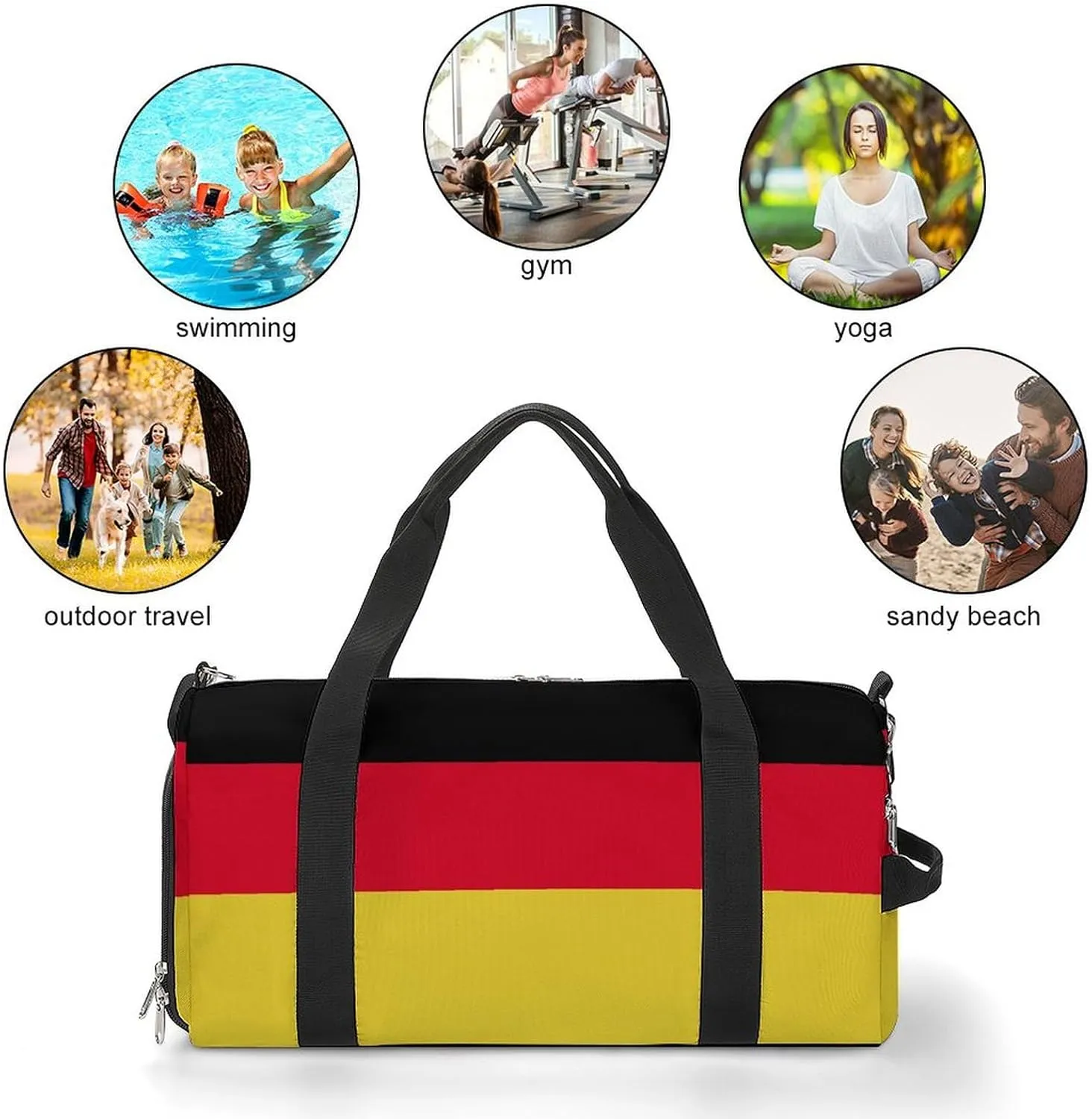 Germany Flag Duffel Bag for Men Women with Wet Pocket Shoe Compartment