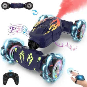 Gesture RC Car Hand Controlled RC Car Toys Gifts for Boys Kids 6-12, 2.4GHz 360° Rotation 4WD Gesture Sensing RC Stunt Car with Light & Music, Birthday for Boys