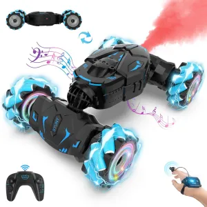 Gesture RC Car Hand Controlled Rc Car Toys Gifts for Kids 6-12, 2.4GHz 360° Rotation 4WD Gesture Sensing Rc Stunt Car with Light & Music & Spray, Birthday for Boys