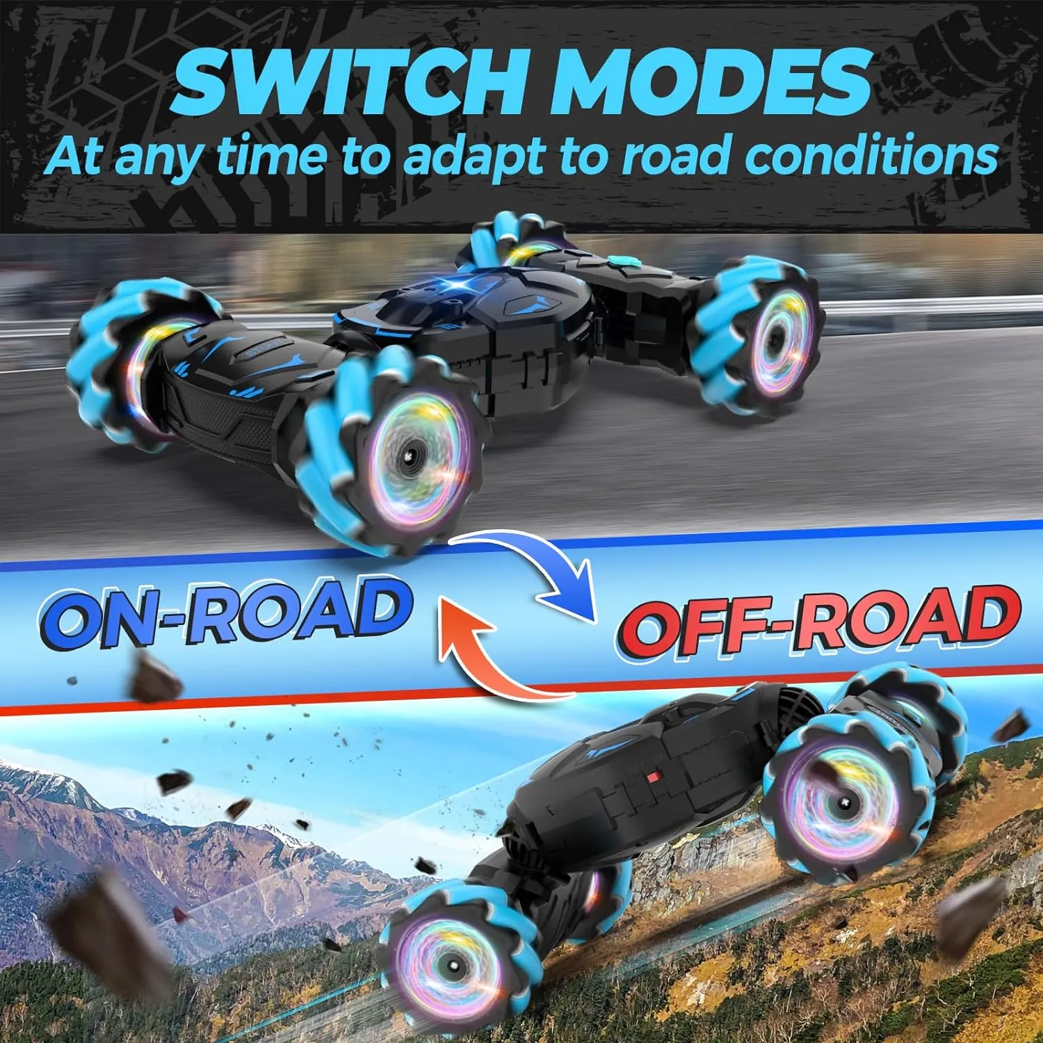 Gesture RC Car Hand Controlled Rc Car Toys Gifts for Kids 6-12, 2.4GHz 360° Rotation 4WD Gesture Sensing Rc Stunt Car with Light & Music & Spray, Birthday for Boys