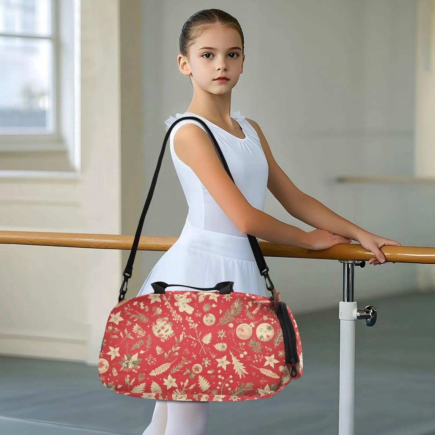 Gingerbread Christmas Small Gym Bag with Shoes Compartment Lightweight Weekend Overnight Carry on Bag for Boys and Girls