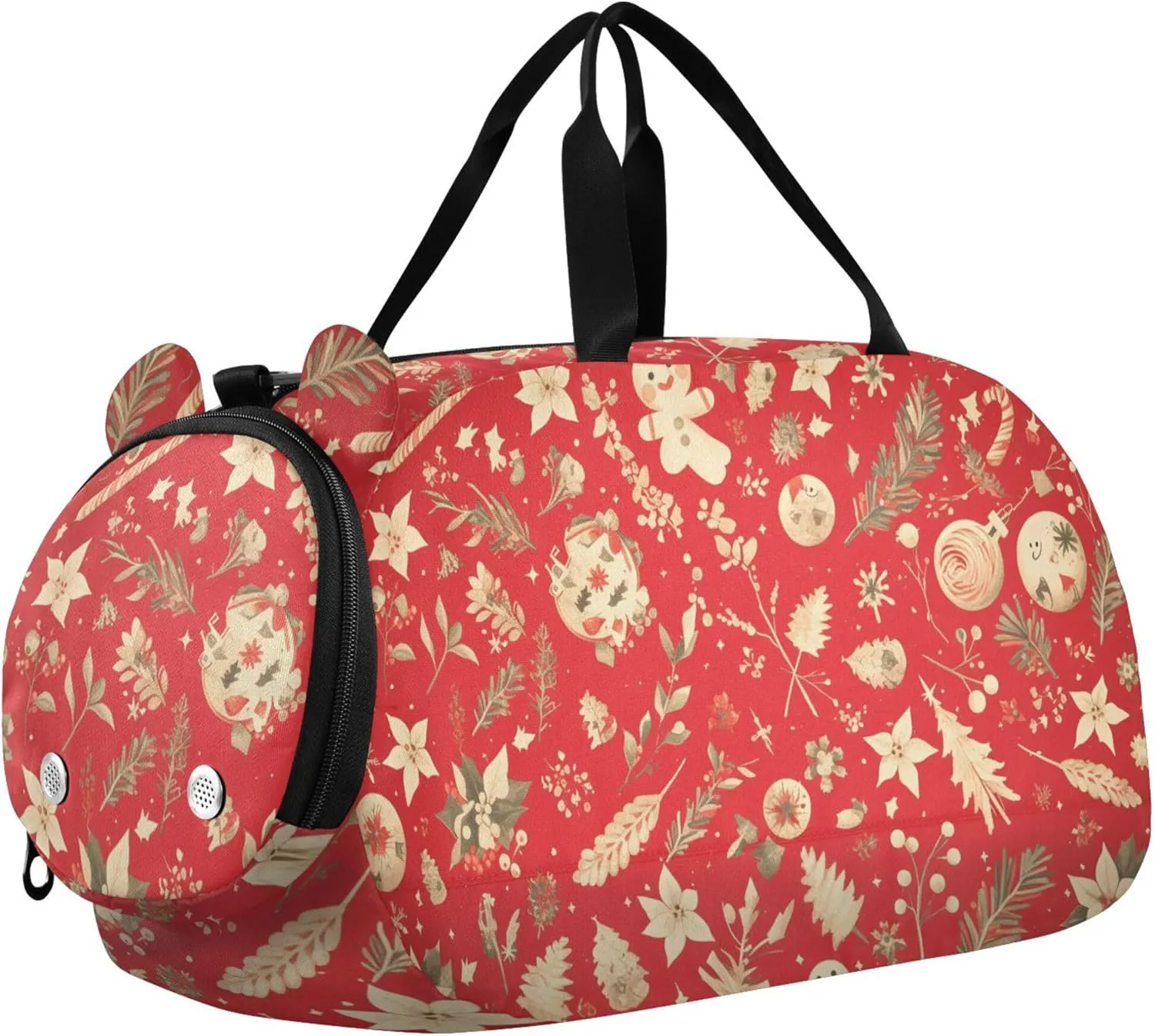 Gingerbread Christmas Small Gym Bag with Shoes Compartment Lightweight Weekend Overnight Carry on Bag for Boys and Girls