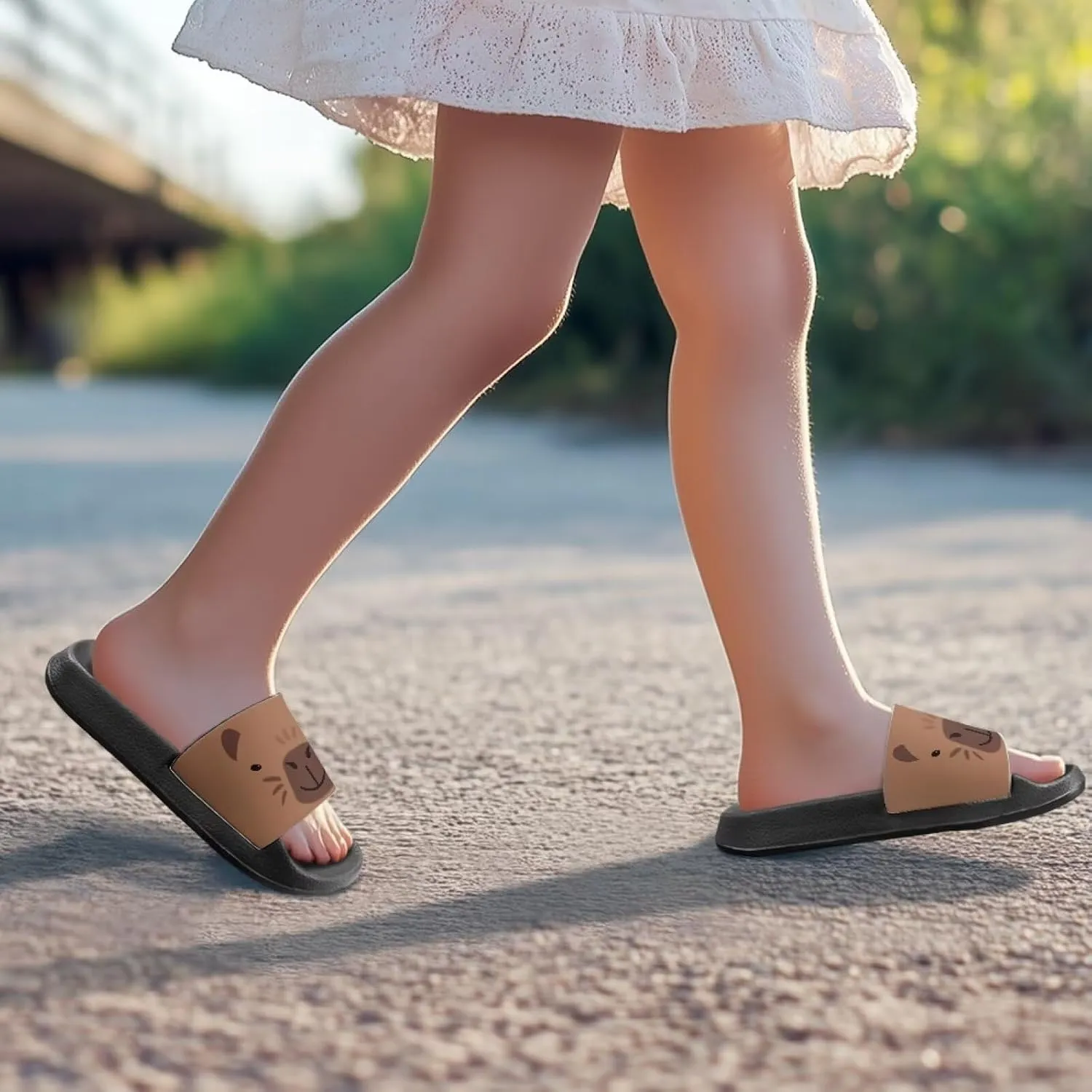 Girls Slide Sandals Lightweight Kids Summer Slippers Suitable Park, Have a Picnic