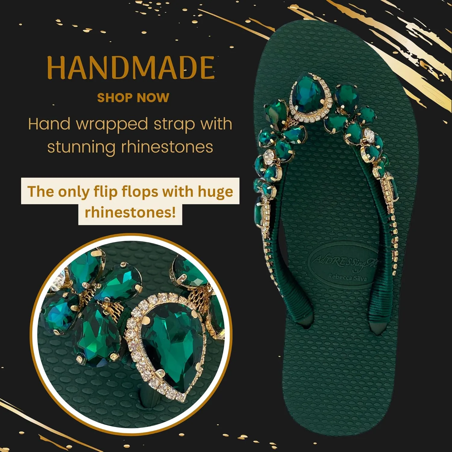 Glam Rhinestones Flip Flops For Women
