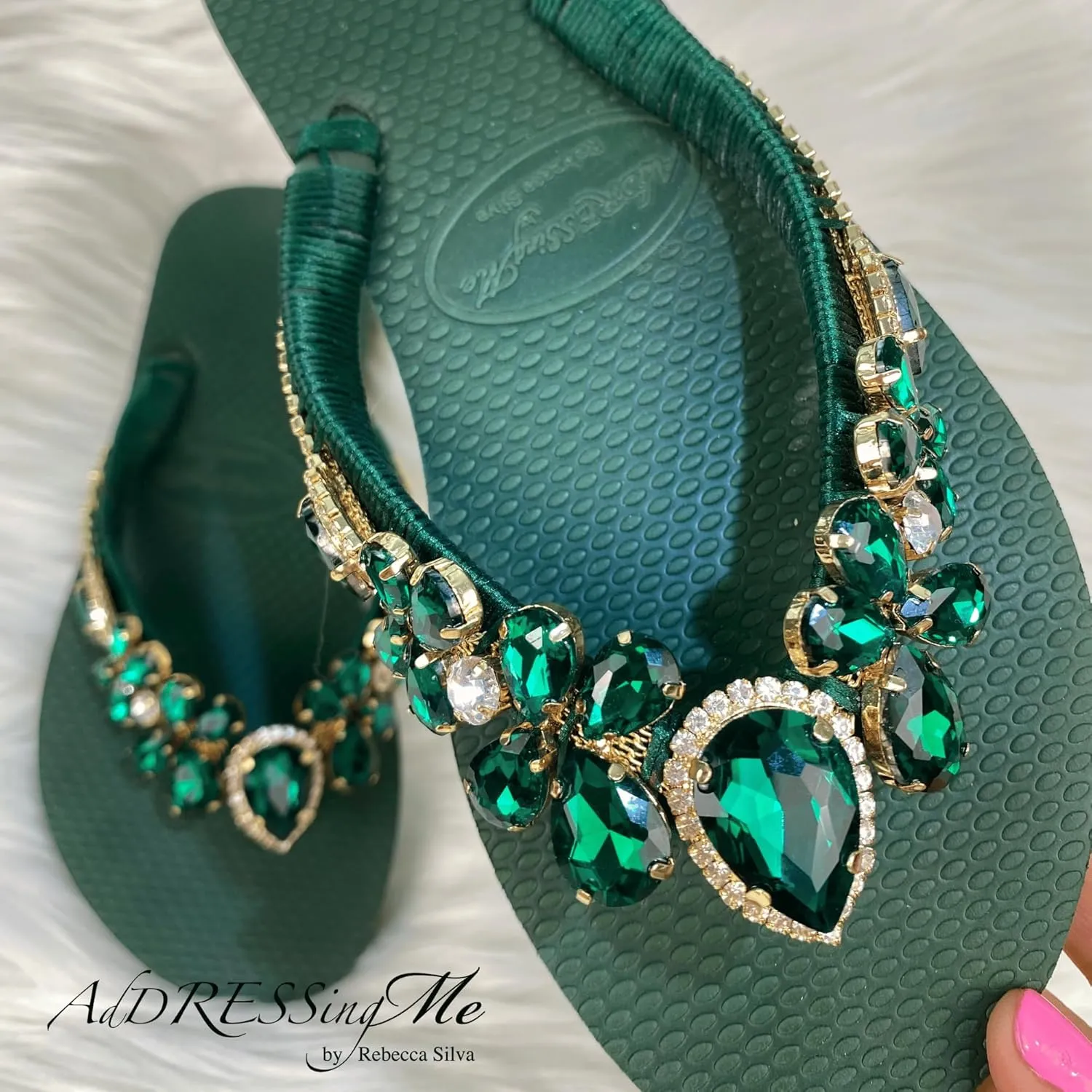 Glam Rhinestones Flip Flops For Women