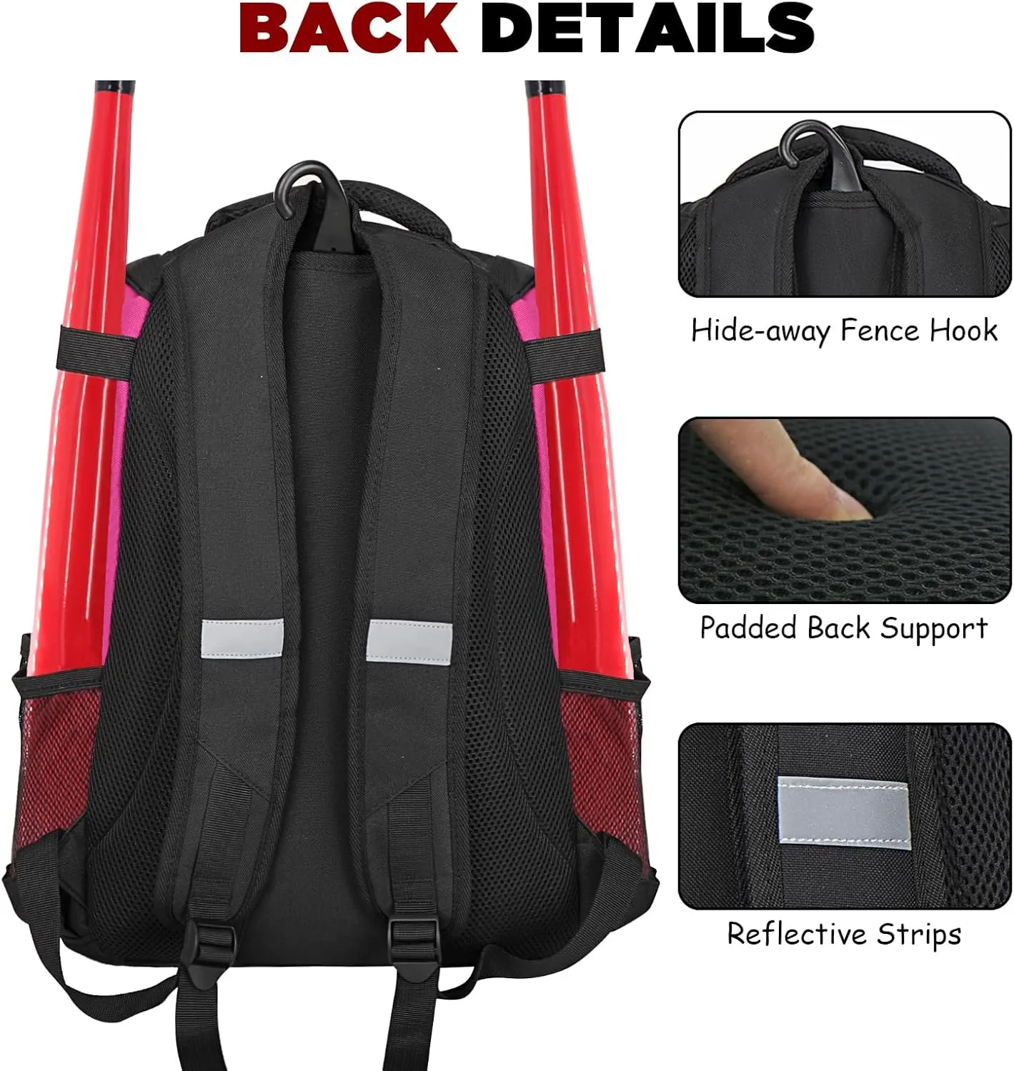 Goloni Baseball Bag,Backpack for Baseball, T-Ball & Softball Equipment & Gear,Softball Bag with Shoe Compartment,Fence Hook