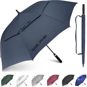 Gonex 54/62/68/72/80 Inch Extra Large Golf Umbrella, Automatic Open Travel Rain Umbrella with Windproof Water Resistant Double Canopy, Oversize Vented Umbrellas for 2-3 Men and UV Protection, Multiple Colors