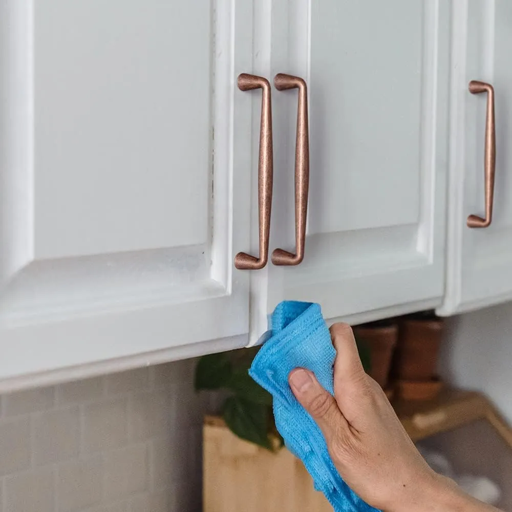 Goo-Ki Vintage Retro Antique Copper Zinc Alloy Cabinet Handles - 3'' Hole Center Affordable Luxury Cabinet Pull Hardware for Bedroom, Kitchen, 6 Pack……