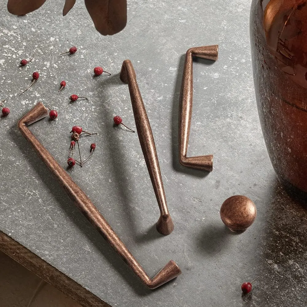 Goo-Ki Vintage Retro Antique Copper Zinc Alloy Cabinet Handles - 3'' Hole Center Affordable Luxury Cabinet Pull Hardware for Bedroom, Kitchen, 6 Pack……