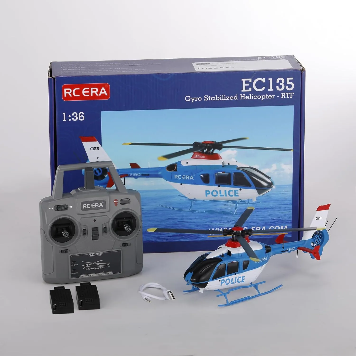 GoolRC C123 RC Helicopter, 6CH Remote Control Helicopter, 1:36 2.4GHz EC135 RC Aircraft with 6-Axis Gyro, 3D Flip, Inverted Flight, Altitude Hold, One Key Take Off/Landing, 2 Battery for Adults (Blue)