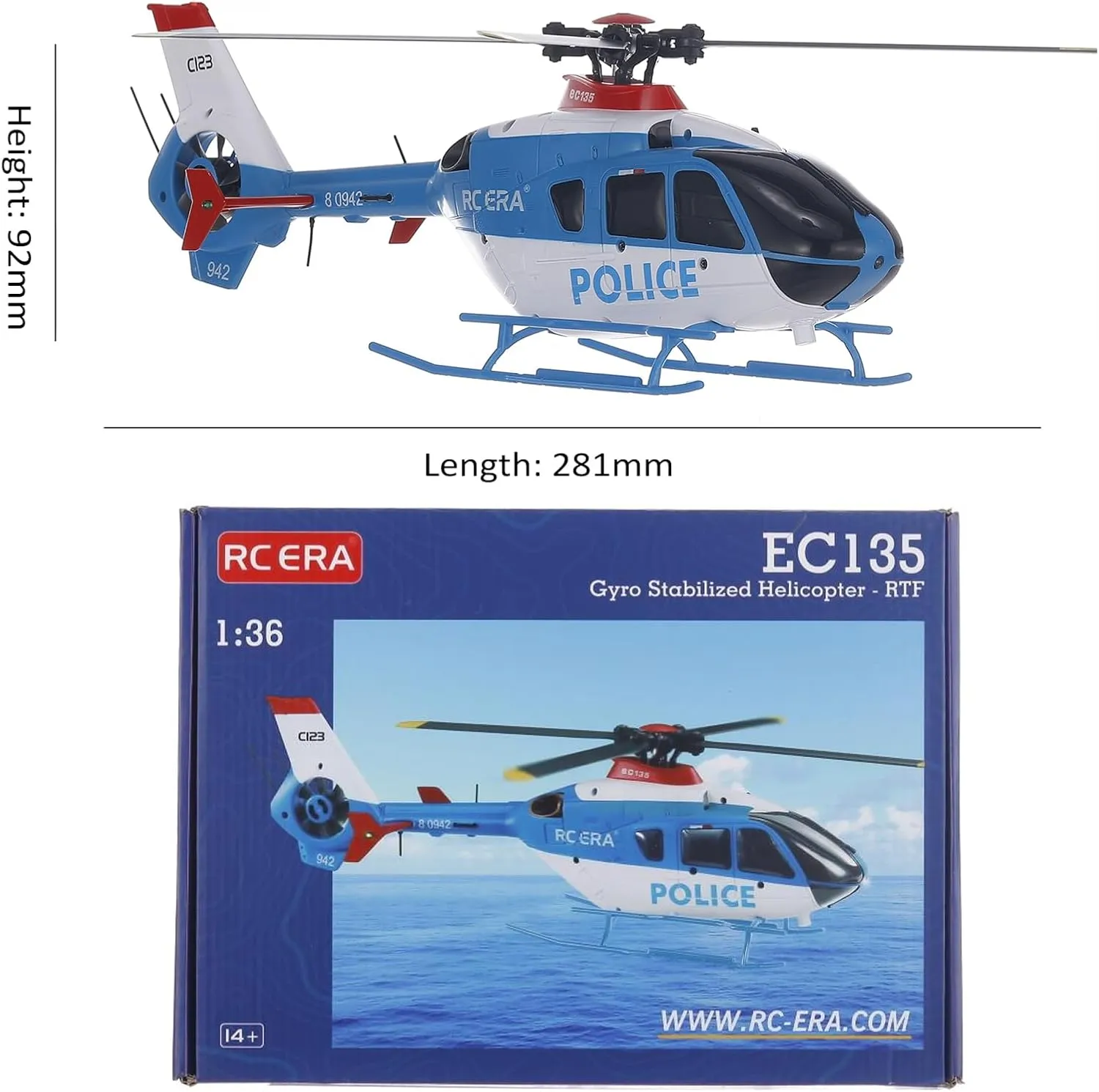 GoolRC C123 RC Helicopter, 6CH Remote Control Helicopter, 1:36 2.4GHz EC135 RC Aircraft with 6-Axis Gyro, 3D Flip, Inverted Flight, Altitude Hold, One Key Take Off/Landing, 2 Battery for Adults (Blue)