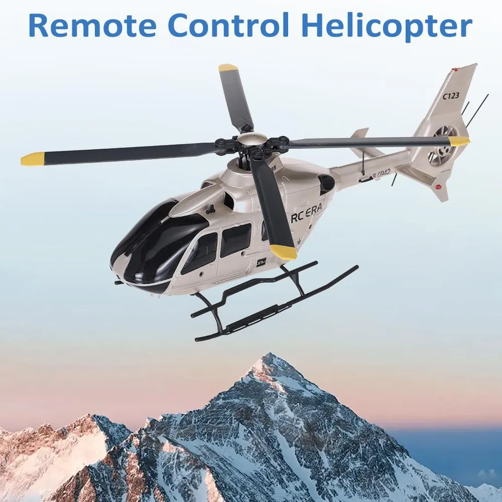 GoolRC C123 RC Helicopter, 6CH Remote Control Helicopter, 2.4GHz EC135 RC Aircraft with 6-Axis Gyro, 3D Flip, Inverted Flight, Altitude Hold, One Key Take Off/Landing, 2 Battery for Adults (Champagne)