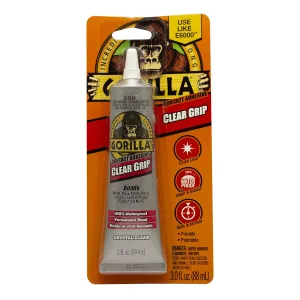 Gorilla Clear Grip - Fast Setting Contact Adhesive - Waterproof, Paintable Clear Glue for Indoor or Outdoor Application - Heavy Duty Shoe Repair Glue for Leather, Ceramics, Wood - 88ml/3oz (Pack of 1)