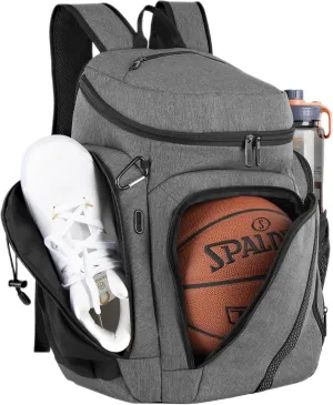 GRANDUP | Basketball Backpack, Large Sports Bag, With independent Ball Rack and Shoe Compartment, Can Store Thermos Bottles and Towels, Very Suitable for Basketball, Football and Gym