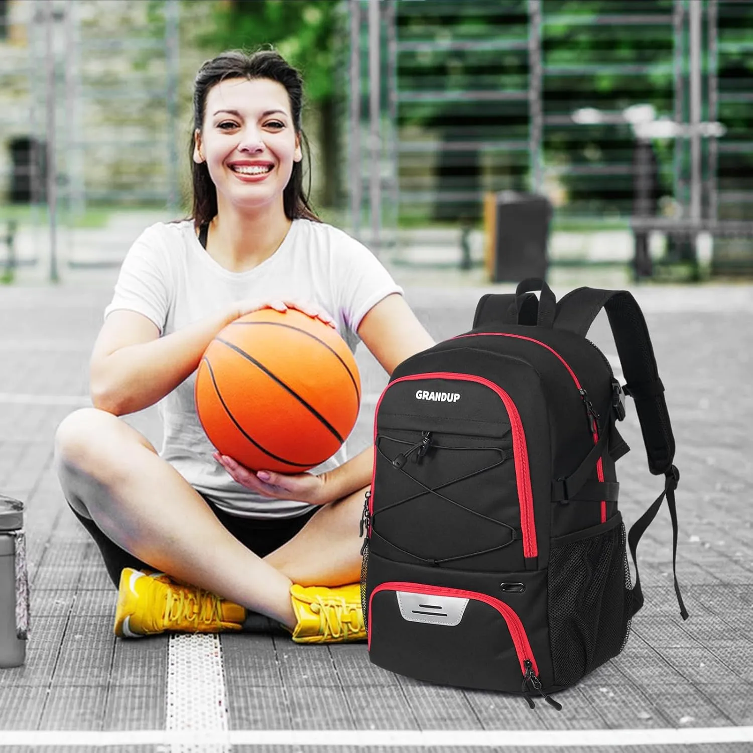 GRANDUP Basketball backpack with ball and shoes compartment Fit Volleyball, soccer, Swim, Gym, Travel, and School, large capacity sports training equipment bags