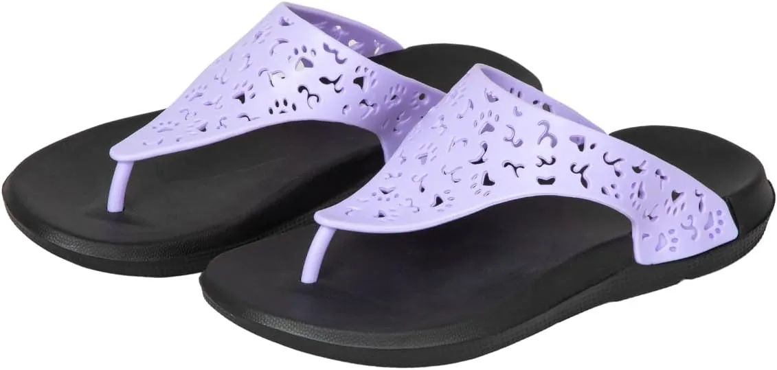 GreaterGood Cut Out Paw Print Flip Flops Lightweight EVA Slip On Animal Lover Summer Sandals Gifts for Women Mom Ladies