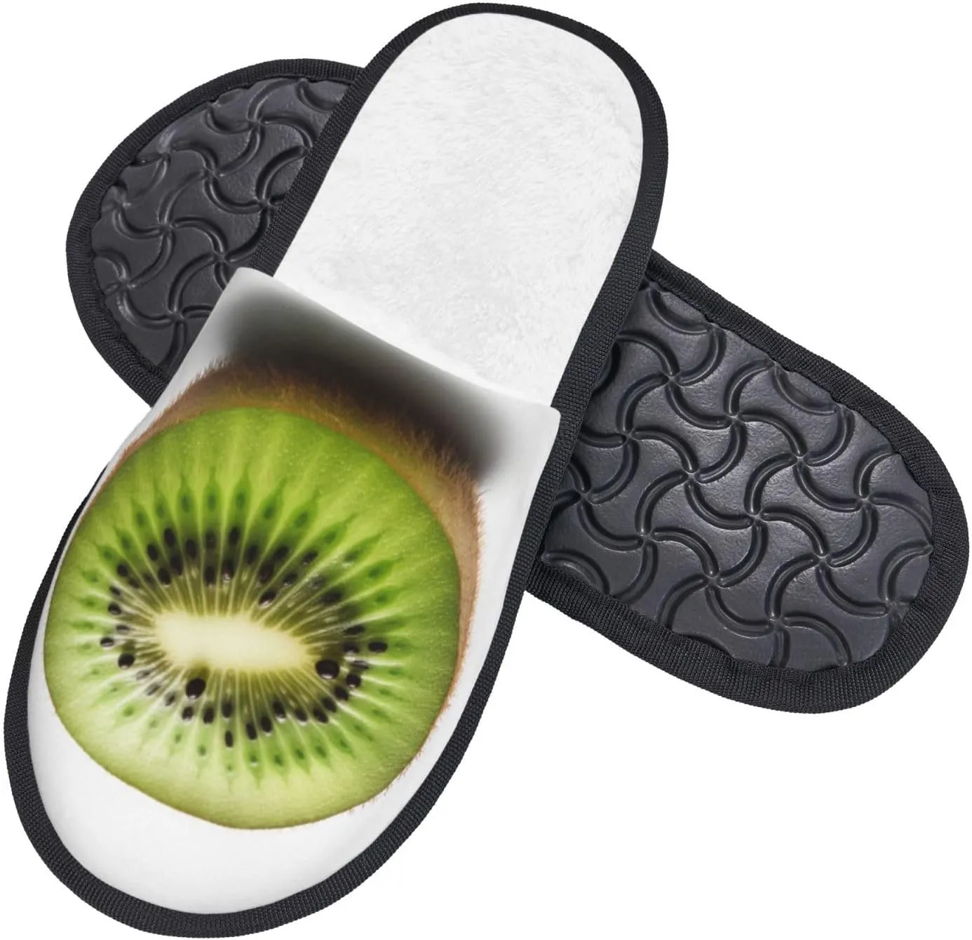 Green kiwi Printed Slippers Cozy Indoor Slide Unisex House Slippers Soft Plush Slip-on Slippers