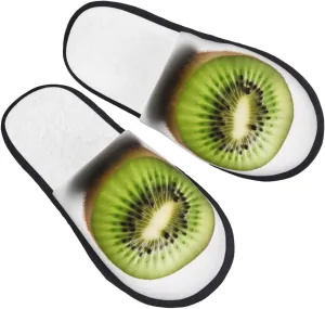 Green kiwi Printed Slippers Cozy Indoor Slide Unisex House Slippers Soft Plush Slip-on Slippers