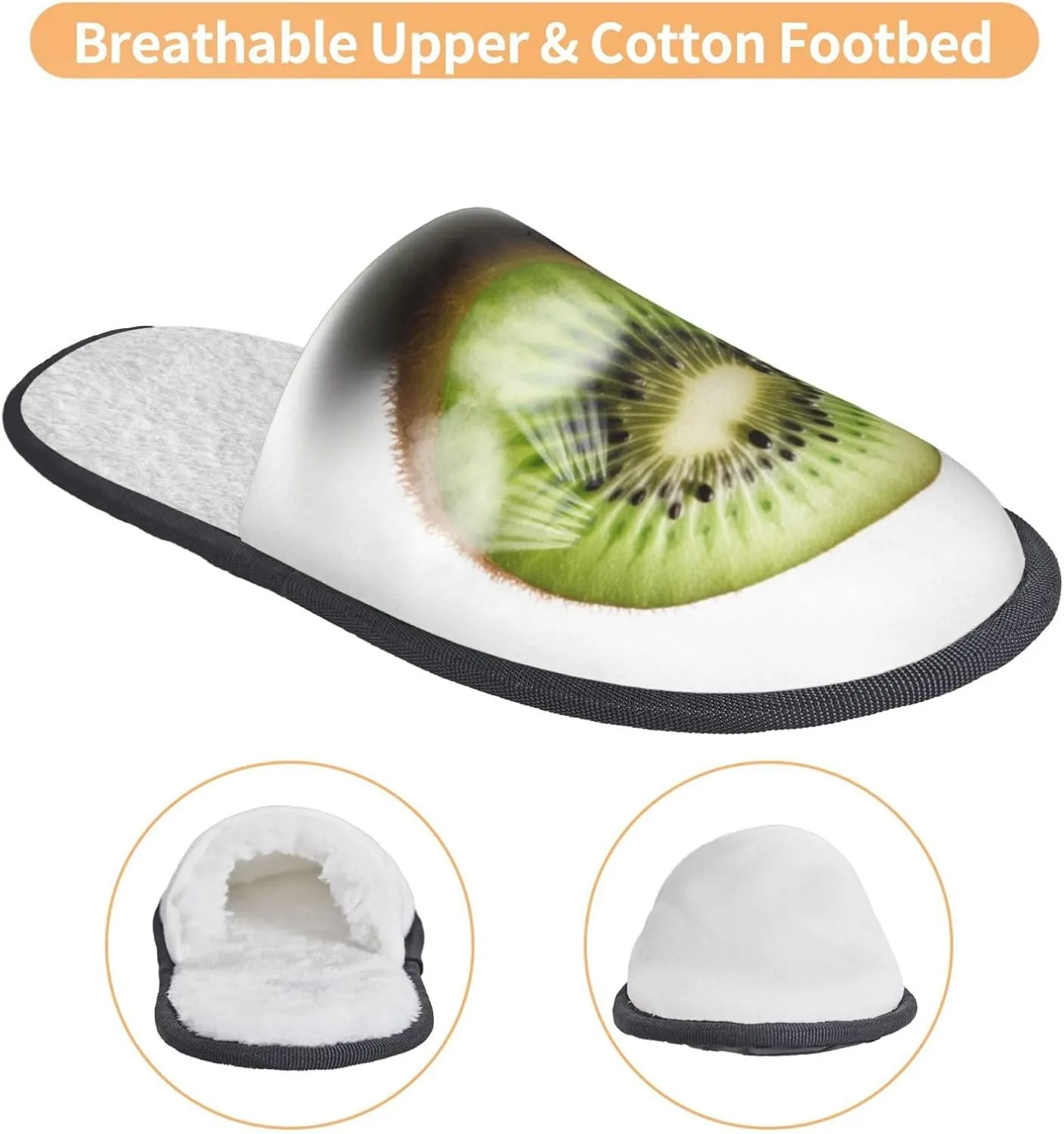 Green kiwi Printed Slippers Cozy Indoor Slide Unisex House Slippers Soft Plush Slip-on Slippers