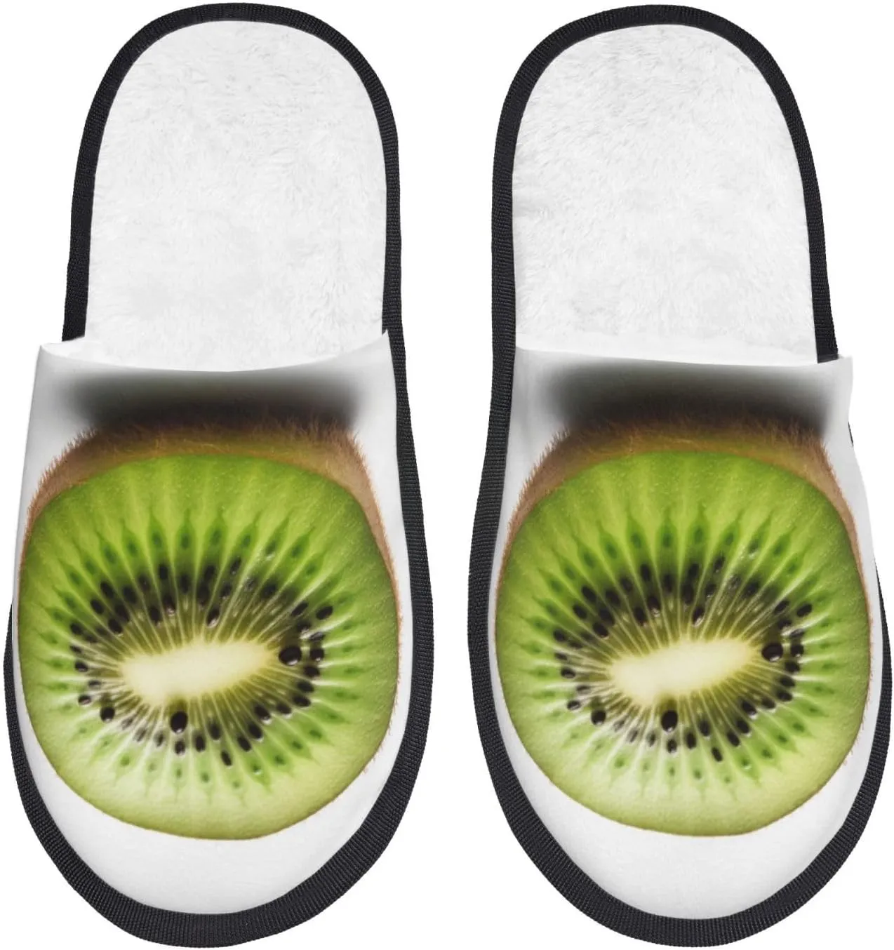 Green kiwi Printed Slippers Cozy Indoor Slide Unisex House Slippers Soft Plush Slip-on Slippers