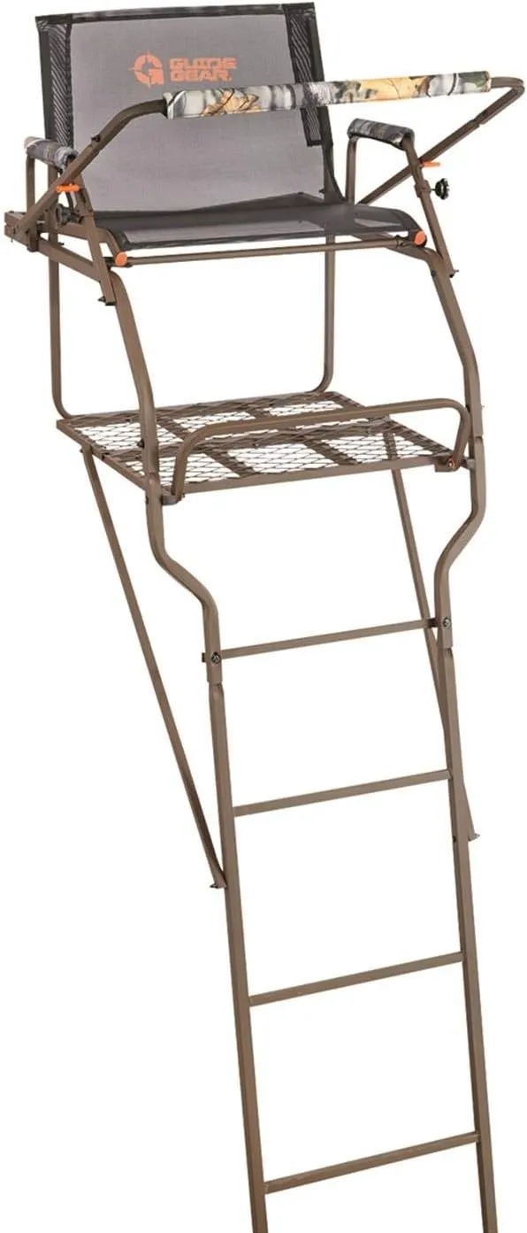 Guide Gear Ultra Comfort 18' Ladder Tree Stand for Hunting Climbing Hunt Seat, Hunting Gear Equipment Accessories Camo
