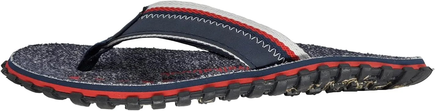 Gumbies Cairns Unisex Flip Flops with Supersoft Cotton Toe Post, Fabric Footbed & Recycled Rubber Sole - Comfort Guaranteed