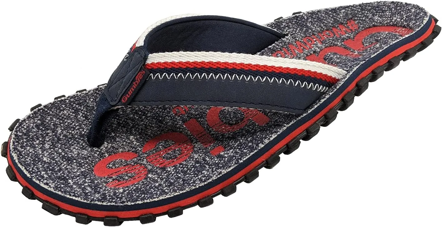 Gumbies Cairns Unisex Flip Flops with Supersoft Cotton Toe Post, Fabric Footbed & Recycled Rubber Sole - Comfort Guaranteed